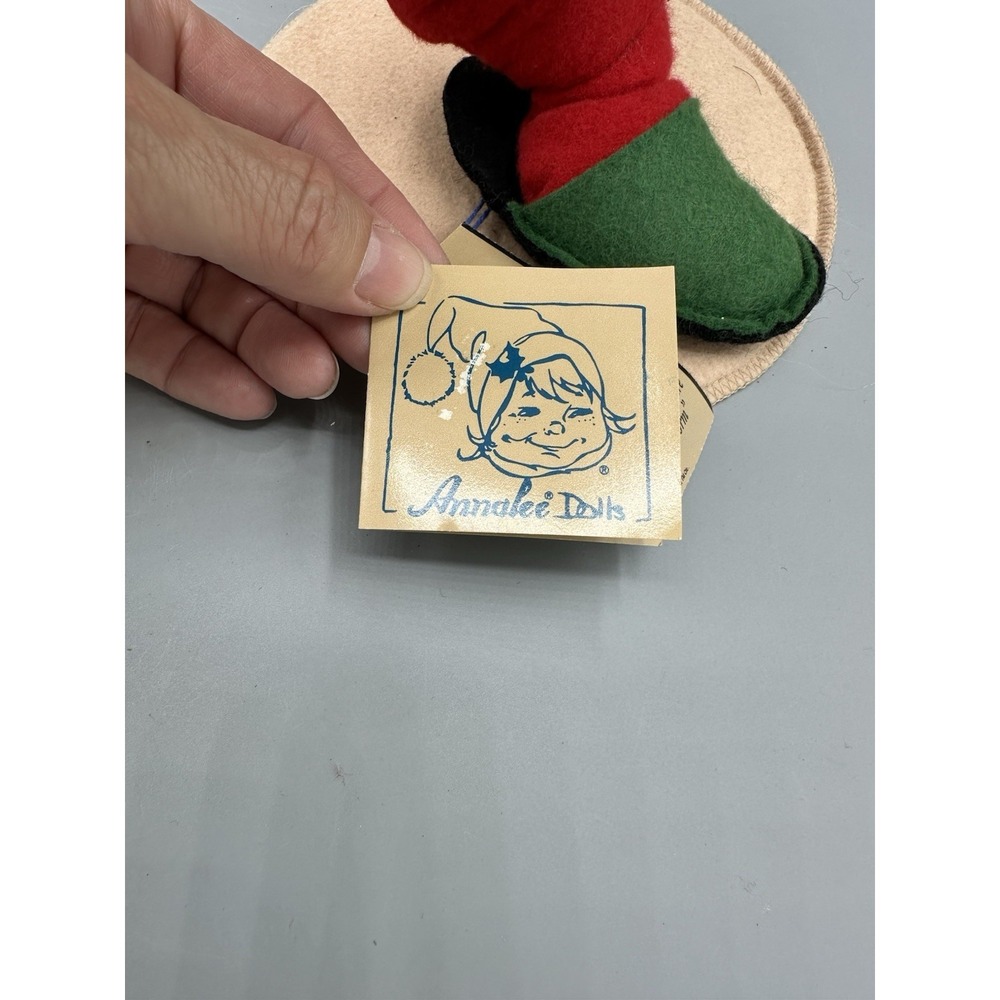 Vintage 1996 Annalee Doll Santa Claus Painting Toy Boat Apron, 12" With Tags - Picture 10 of 11
